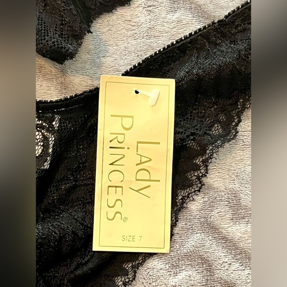 2-Pack Lady Princess Black Lace Panties Size 7 NWT Sheer Thong - Picture 2 of 2